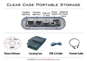 Clear Case Portable Storage Ports & Accessories, Firewire 800 Triple Interface Drives