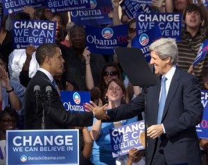 Barack Obama With John Kerry, shaking hands Barack Obama With John Kerry, shaking hands