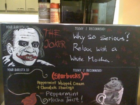 why so serious, Batman Joker geeky coffee shop art