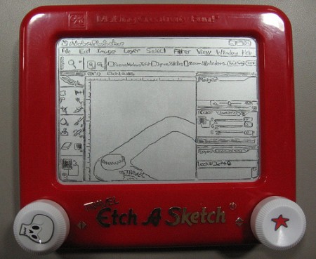 4. Red Apple Tablet Etch a Sketch, Top 6 funny fake Apple iSlate iPad Mac tablet spoofs