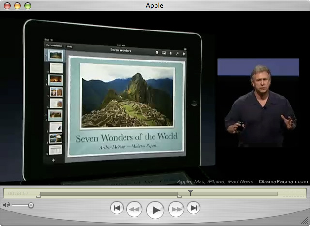 Keynote powerpoint compatible presentation software on Apple iPad tablet, 