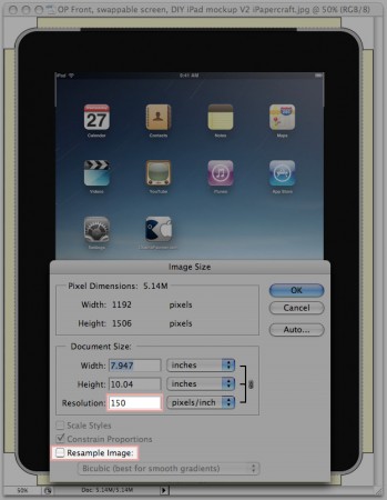 iPad OP iPapercraft photoshop setting