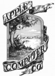 Apple Computer original logo Newton Tree BW