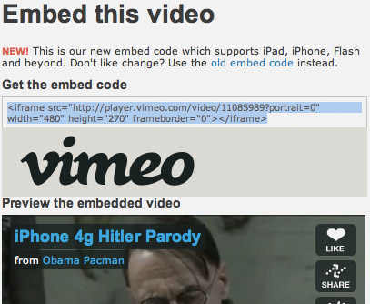 Vimeo Embed Html5 Code