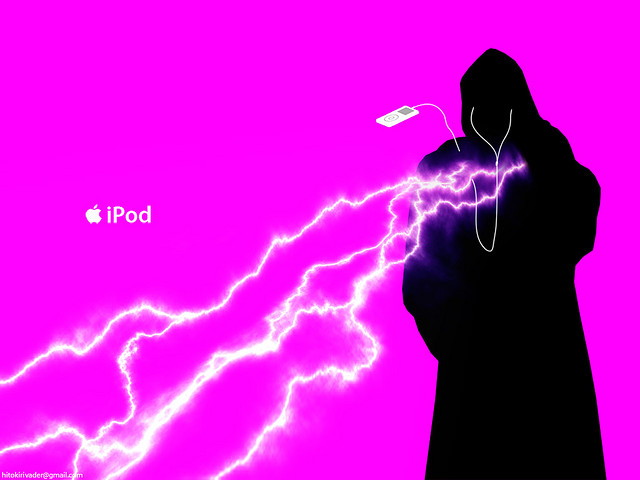 star wars emperor using Force lightening iPod ad spoof