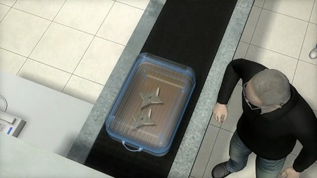 Steve Jobs with ninja throwing stars at Japan airport security screening