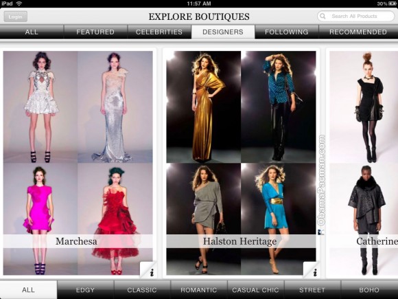 Designers, Google Boutiques, iPad tablet app
