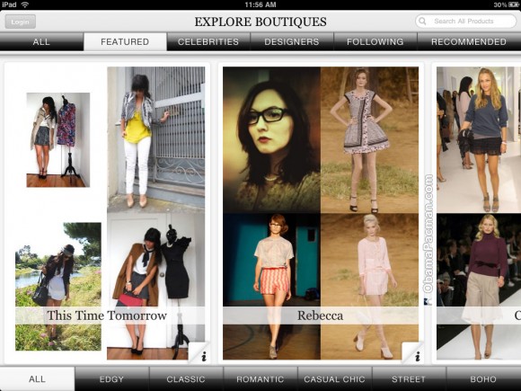 Featured Designers, Google Boutiques, iPad tablet app