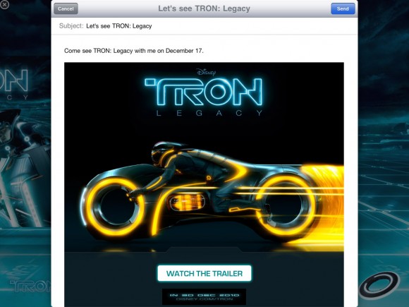 Email, Apple iPad Tron Legacy iAd