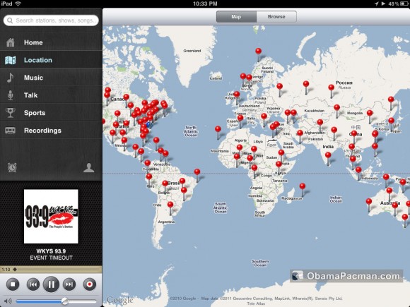 TuneIn FM AM Radio iPad by location