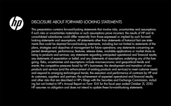 HP Palm WebOS TouchPad disclosure