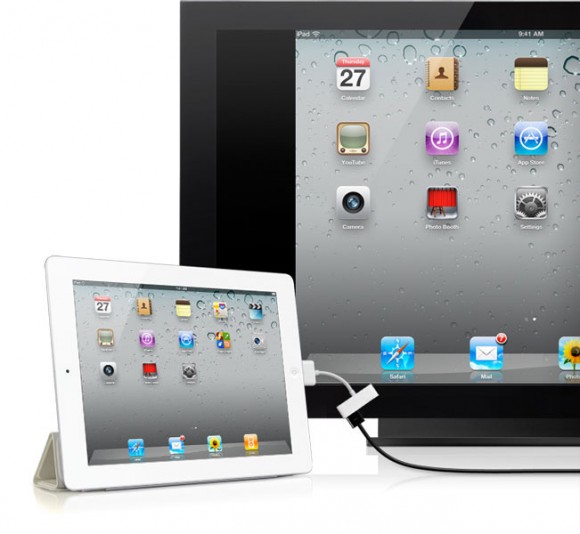 White iPad 2 Mirroring Home Screen HDMI