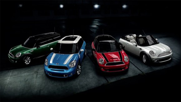 Mini Cooper green blue red white