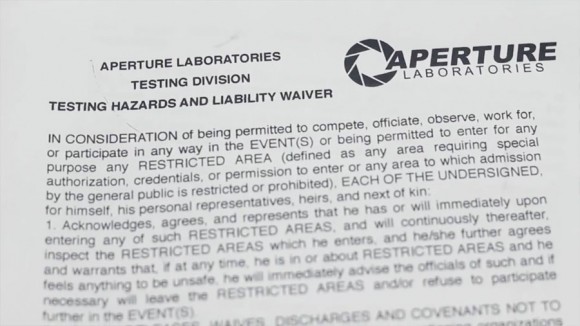 Aperture Laboratories Liability Waiver