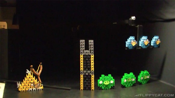 Domino yellow Angry Birds vs pig castle, FlippyCat