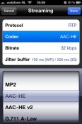 Luci Live iPhone Streaming MP2 AAC Audio Codecs