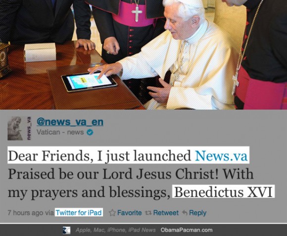Pope Benedict XVI iPad Tweet