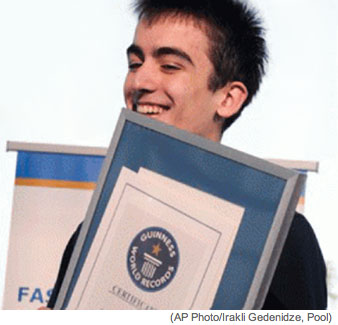 Eduard Saakashvili achieved a world record for typing the English  alphabet on an iPad