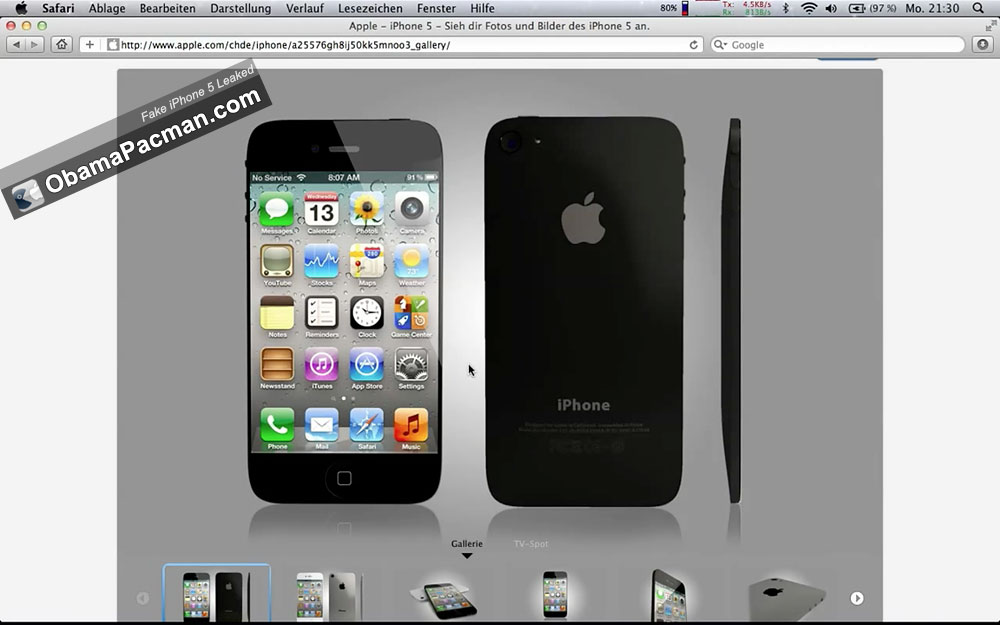 iPhone 5 Apple Store leak hoax Obama Pacman