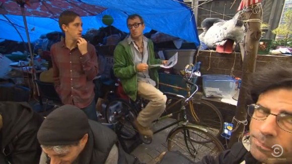 Hipster electricity generator, Occupy Wall St. NYC Zuccotti Park