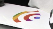 rainbow backlit logo snowboard