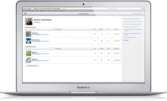 iTunes U teacher web interface