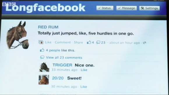 Longfacebook, iPad for horse facebook spoof